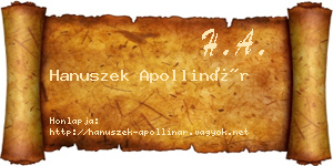 Hanuszek Apollinár névjegykártya